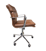 Brown office chair with chrome frame on a white background