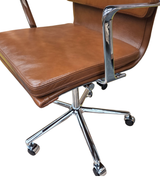 Menlo Midcentury Real Leather Tan Brown Executive Office Chair