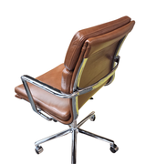Menlo Midcentury Real Leather Tan Brown Executive Office Chair