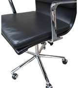 Menlo Midcentury Real Black Leather Executive Office Chair