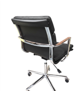 Menlo Midcentury Real Black Leather Executive Office Chair