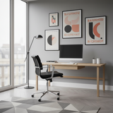 Black office chair with chrome base on a white background