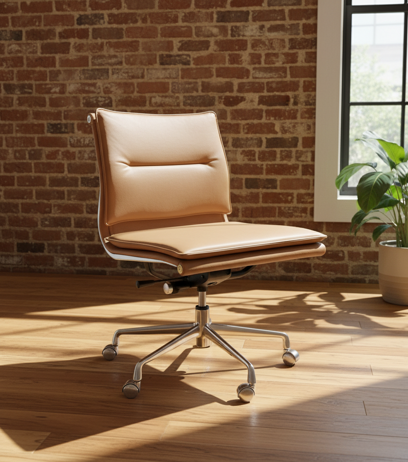 Model 7 Onske Latte Brown Leather office chair 