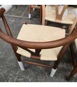 Set of Two Wish Y Dining Chairs in walnut finish with natural cord seat