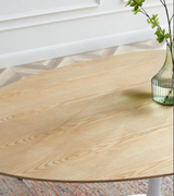 Oval Midcentury Style Dining Table Wood Top Walnut Or Natural