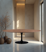 Oval Midcentury Style Dining Table Wood Top Walnut Or Natural