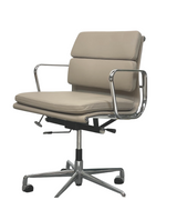 Putty Grey Leather Midcentury Style Office chair