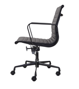 Eames 117 Style Ribbed Leather Office Chair with a Black Frame