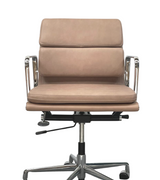 Low Back Padded Leather Midcentury Style Office chair Stone