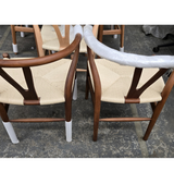 Set of Two Wish Y Dining Chairs in walnut finish with natural cord seat