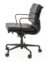 Black Frame with Black Leather Midcentury Style Office chair