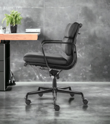 Low Back Padded Leather Midcentury Style Office chair