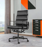 High Back Padded Leather Midcentury Style Office chair