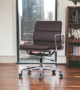 Eames 217 Style Low Back Office Chair in Premium Leather