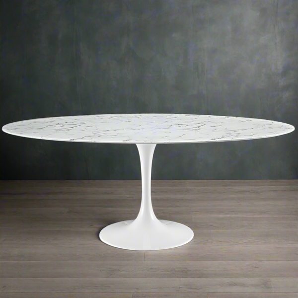Oval Carrara Marble Dining Table 170cm