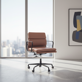 Brown office chair with black metal frame 