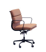 Black Frame Leather Mid-Century Style Office Chair