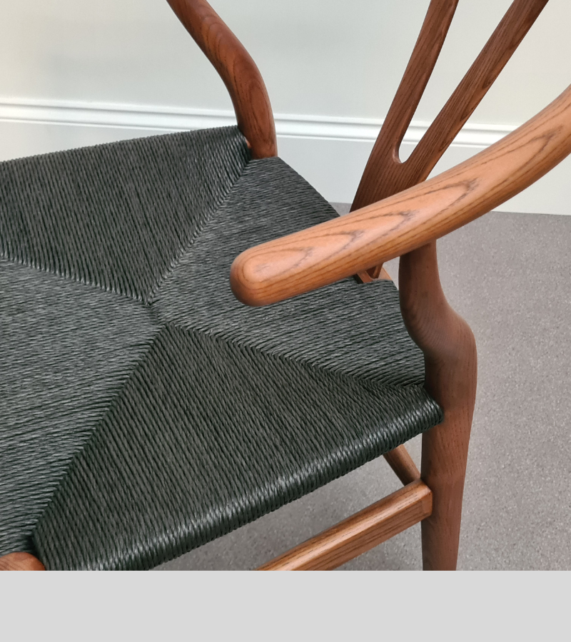 Lars Midcentury Style Dining Chair Light Walnut Natural Cord Seat