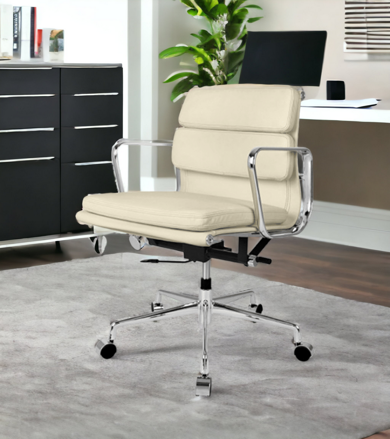 Eames 217 Style Low Back Office Chair in Premium Leather