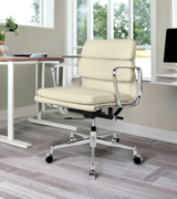 Low Back Padded Leather Midcentury Style Office chair