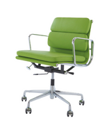 Green Leather Midcentury Style Office Chair