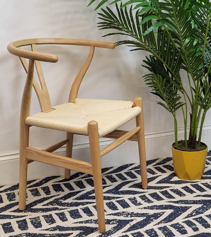 Lars Natural Ash Nordic Style Dining Chairs Natural Cord Seat
