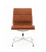 Midcentury Style Leather Swivel Chair Full Leather No armrests