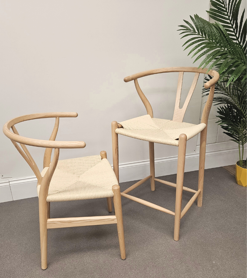 Wishbone Style Dining Chair in Natural Ash Wood
