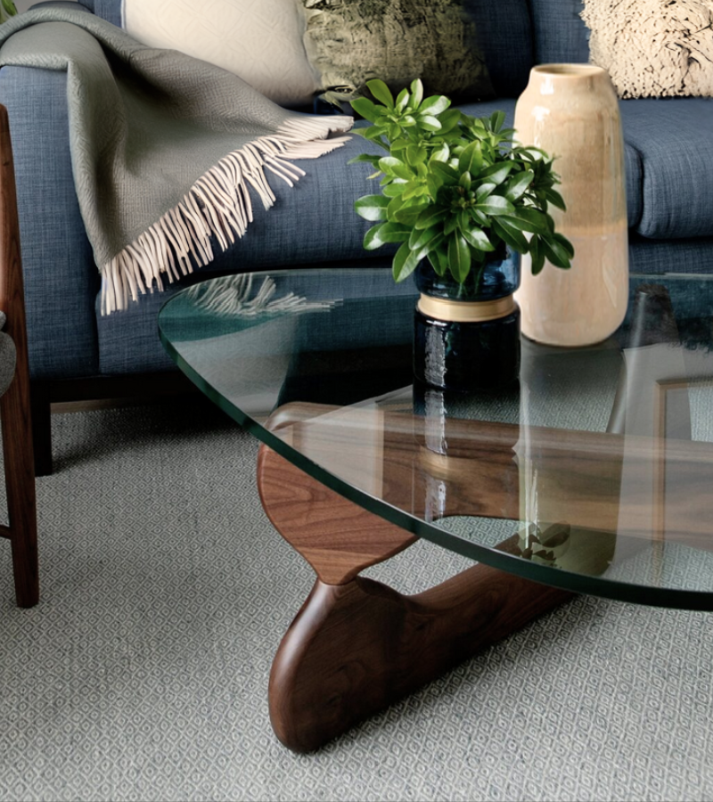 Noguchi Style Tripod Glass Coffee Table 130cm