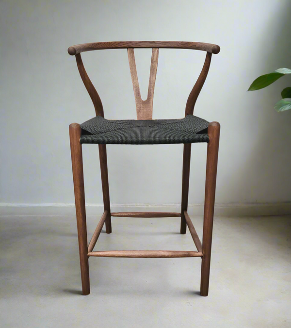 Lars Midcentury Style Wood Counter Stool Light Walnut finish