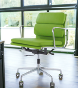 Green Leather Midcentury Style Office Chair