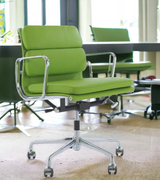 Green Leather Midcentury Style Office Chair
