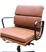MidCentury Modern Leather Office Chair — Chestnut Tan Black Frame