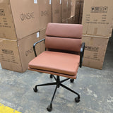 MidCentury Modern Leather Office Chair — Chestnut Tan Black Frame