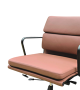 Powder Coated Black Frame Midcentury Style Office Chair Chestnut Brown Leather