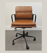 Black Frame Leather Mid-Century Style Office Chair