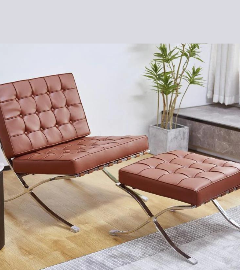 Barcelona Pavilion Style Chair in Premium Aniline Leather Onske