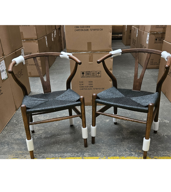 Outlet Item Set of 2 Chairs solid ash wood walnut finish