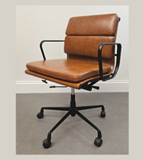 Black Frame Vintage Tan Leather Eames 217 Style Office Chair