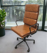 High Back Padded Leather Midcentury Style Office chair
