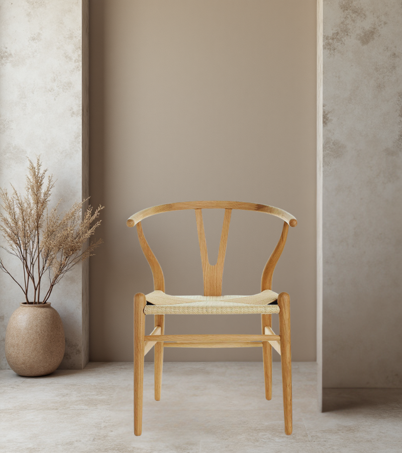 Lars American Oak Nordic Style Cord Seat Dining Chair