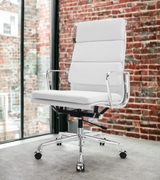 High Back Padded Leather Midcentury Style Office chair