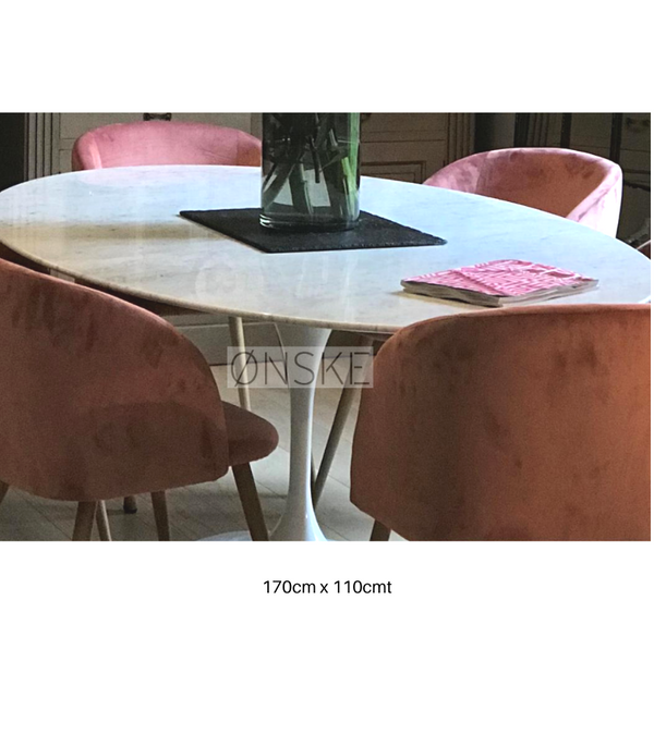 Oval Marble Tulip Table Choice of Size - Onske
