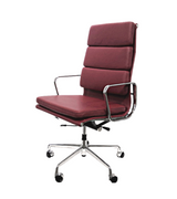 Executive High Back Leather Midcentury Style Office Chair in Aniline Leather