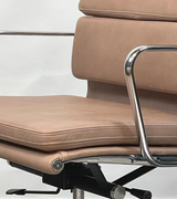Low Back Padded Leather Midcentury Style Office chair Stone