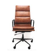 Black Frame Tan Leather  Office Chair - Onske