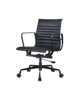 Eames Style Ribbed Leather Low Back Office Chair