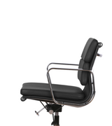 Black Leather Midcentury Aluminium Frame Office chair