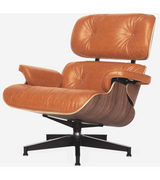 Lounge Chair and Ottoman Aniline Leather and American Hardwood veneers Mid-Century Eames Style