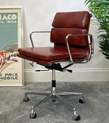 Cognac Dark Tan Waxed Leather Office Chair Onske